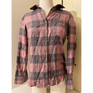 Aeropostale Womens Size Small Plaid‎ Flannel Shirt Long Sleeve Button Down Pink
